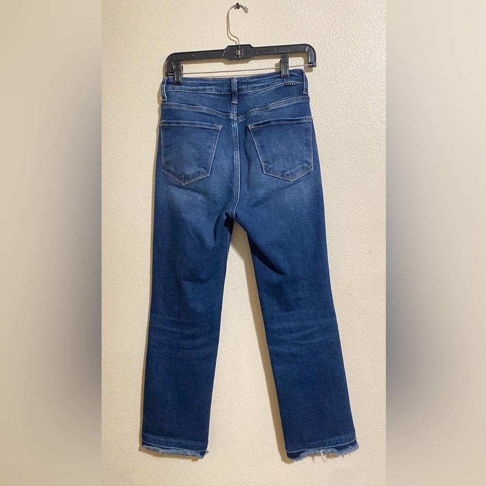 Risen Jeans High Rise Button Fly Straight Leg Raw Hem Size 26 Medium Was - Picture 11 of 13